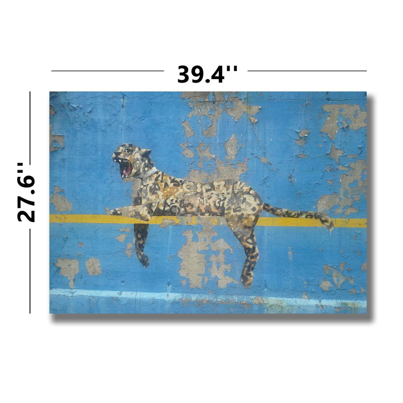 Leaping Leopard Street Art Canvas Wall Art