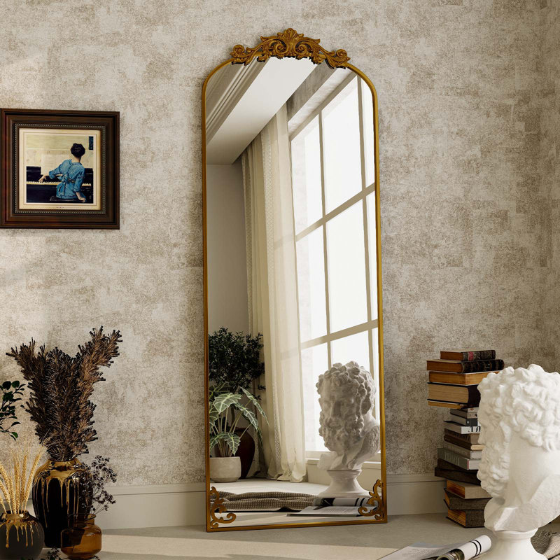 Metal Arch Floor Mirror, Bronze