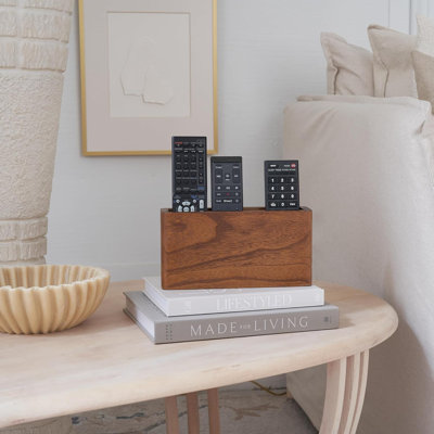 Premium Wooden Remote Control Holder - Easy Install Adhesive Wall Mount