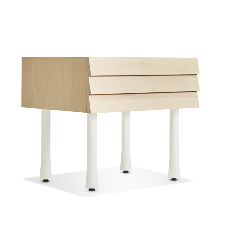 Lap 1 - Drawer Solid Wood Nightstand, Whitewashed Maple / White