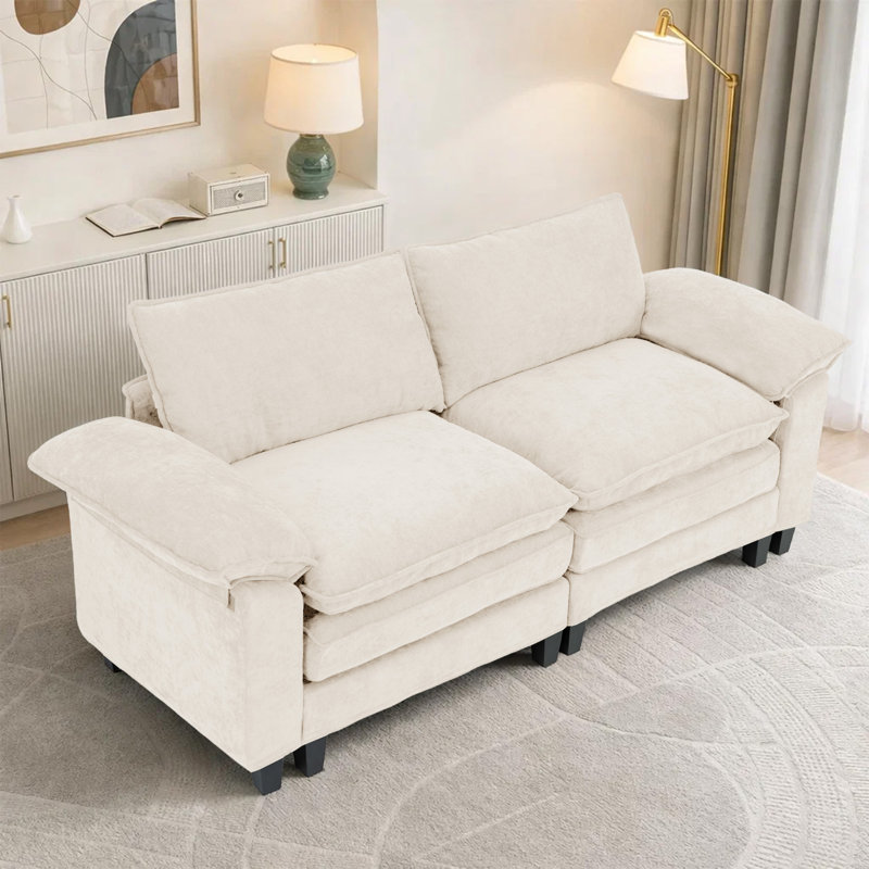 Canapé d'angle 2 pièces rembourré, Tissu beige