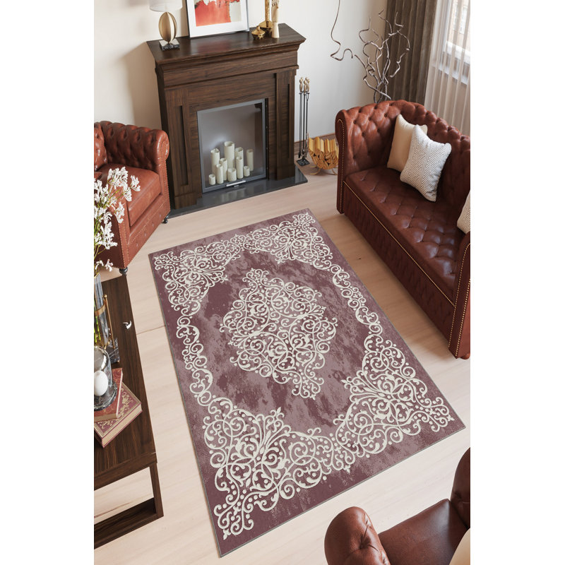 Stylish Hall Carpet (3.3 x 4.9 Feet), Purple, 100% Polyester, 22.9 oz/sq yd | Antibacterial, Eco-Friendly, Non-Slip PVC Dot Underside | Machine Washable, 0.16 in Pile Height | Perfect for Home Entryways & Living Spaces