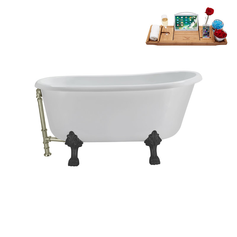 57.5'' x 29.5'' Soaking Acrylic Bathtub, Brushed Nickel, Brushed GunMetal