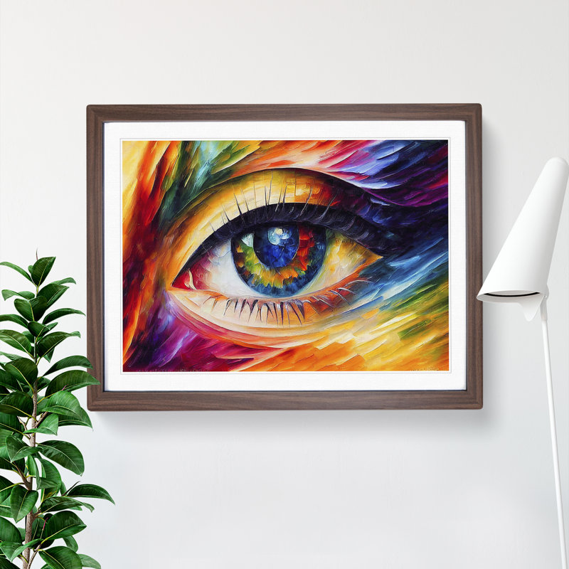 Shimmering Human Eye Abstract - Framed Print, 34cm H x 46cm W x 2cm D, Walnut