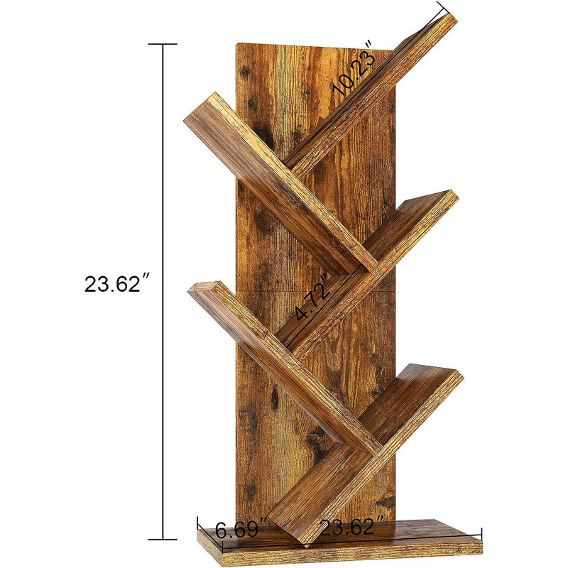60" H x 30" W Tree Bookcase Shelves Industrial Rustic Brown Furniture Living Room