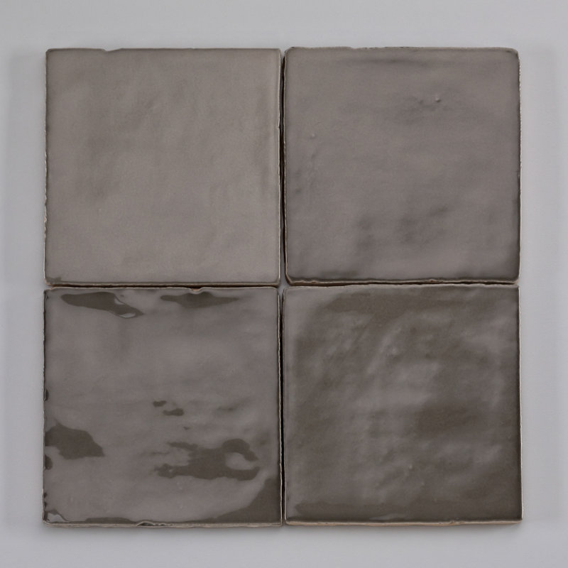 Carreau de céramique 4 "x 4" Zellige, Gris / foncé