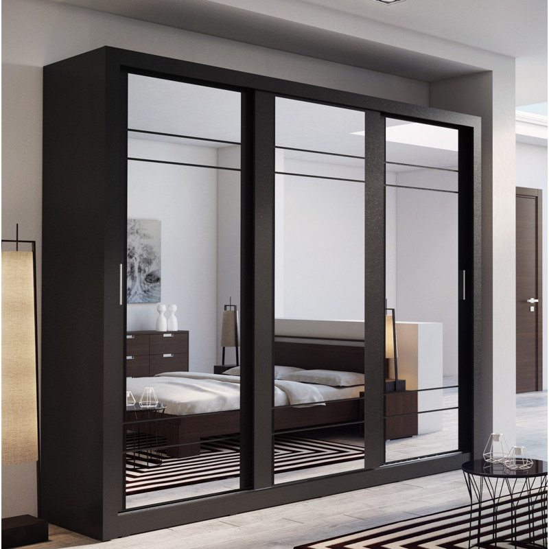 Creekbluff 3 Door Wardrobe, Black Matte