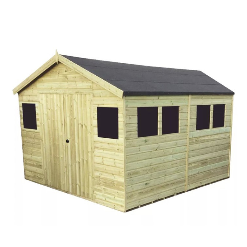 Vipin 14 ft. W x 16 ft. D Solid Wood Garden Shed