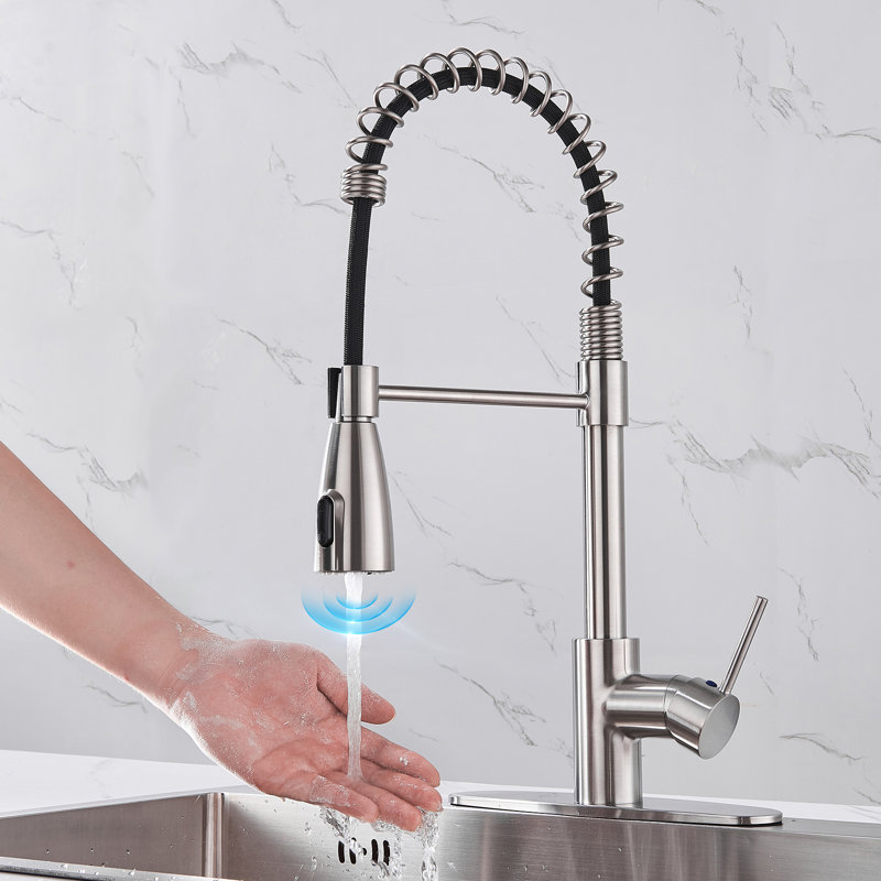 uptap Pull Down Touchless Kitchen Faucet, Brushed Nickel