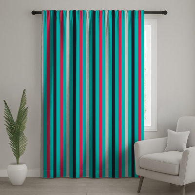 Vertical Colorful Stripes Window Curtains, Stripes Sheer & Blockout Curtains - 1 Panel