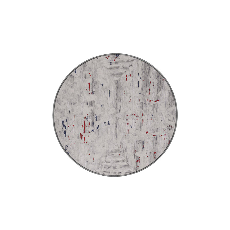 Machine Washable Gray Area Rug, Round 7'