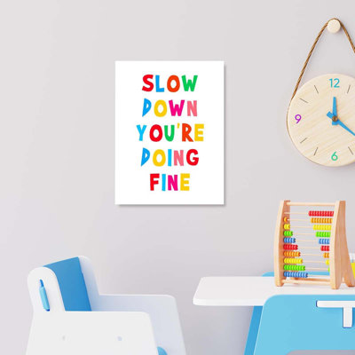Daily Reminder Wall Decor,Slow Down You're Doing Fine Wall Art Canvas Frame Print For Women Girls Home Office Wall Decor 12X16 Inch