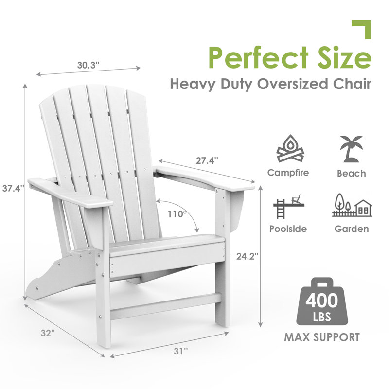 Alvertia Outdoor Adirondack Chair, White