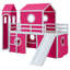 Lit mezzanine simple avec glissade, tente et tour rose, conception peu encombrante pour chambre d'enfant