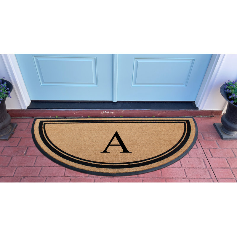 Jalacia Natural Coir & Rubber Half Round Monogrammed 36" x 72"  Non-Slip Outdoor Doormat, A