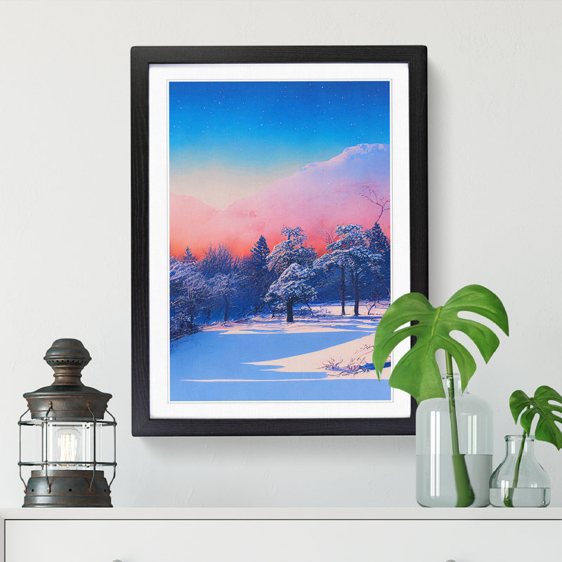 Watercolour Winter Forest Vol.5 - Single Picture Frame Print, Black, 46cm H x 34cm W x 2cm D