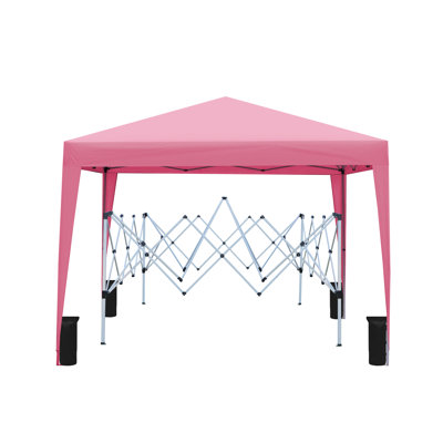 10X 10Ft Pop Up Gazebo Canopy Tent Removable Sidewall With Zipper,2Pcs Sidewall With Windows,With 4Pcs Weight Sand Bag,With Carry Bag-Pink