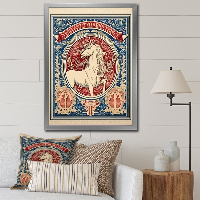 Timbre rétro, portrait de cheval I, H 40 po x l 30 po x P 1,5 po, Cadre simple argenté