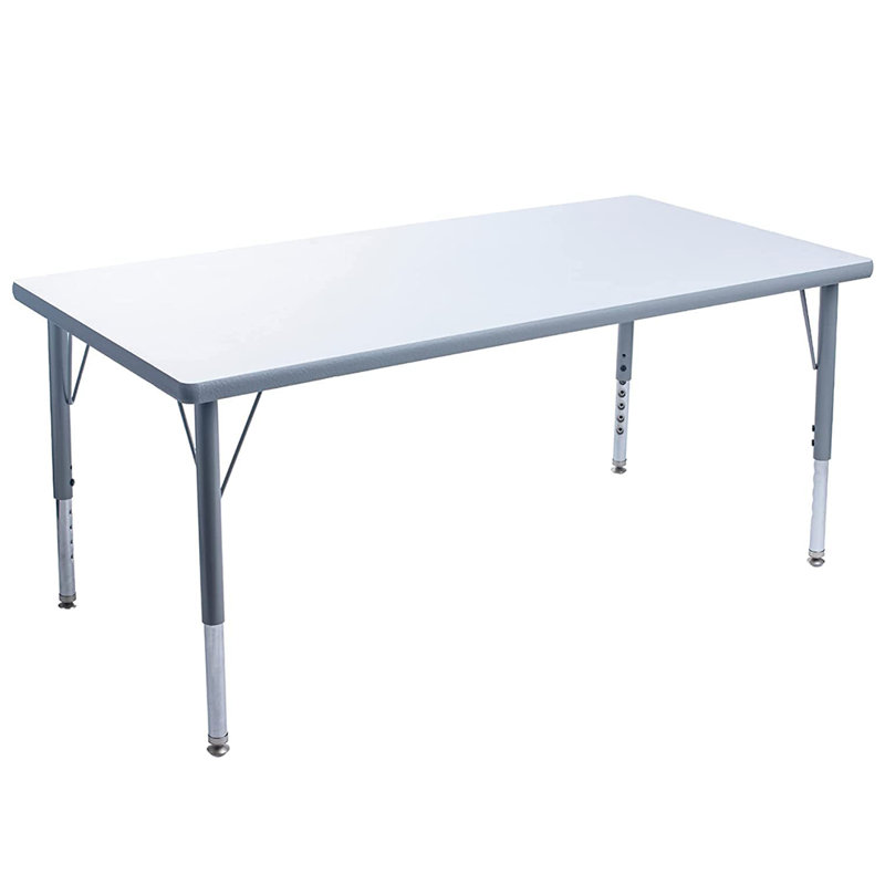 Table d'activités - Pieds noirs réglables, Gris, H 24 po x l 24 po x P 48 po