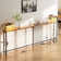  71 Inch Narrow Console Table with Outlet, Behind Couch Table with Double Storage Shelves, Narrow Long Sofa Table with LED Light for Living Room, Entryway Desk for Hallway, Rustic Brown