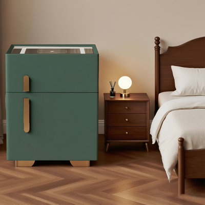 Smart Nightstand With Lockable Safe – Dual Drawers, Wireless Charging, Usb Ports, Led Light & Bluetooth Speaker, Fully Assembled