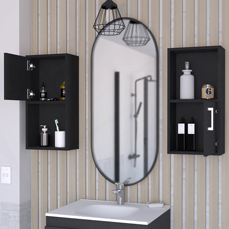 Medicine Cabinet Florence, Bathroom, Black, Black