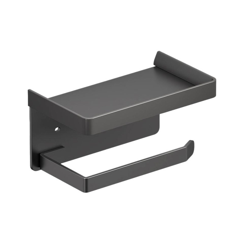 Porte-papier hygiénique pour salle de bain en alliage solide et porte-papier hygiénique haut de gamme avec rangement pour téléphone en gris