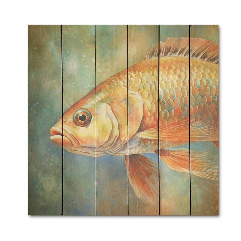 «Underwater Fish Fantasy», art mural en bois de poisson sur bois de pin naturel, H 15 po x l 15 po