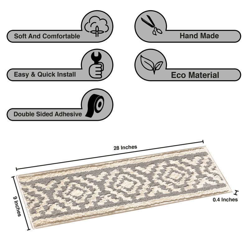 Tapis d'escalier moderne géométrique gris / beige