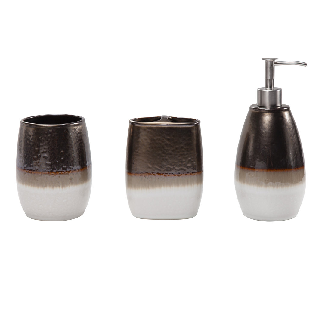 Gilded Stoneware Ceramic / Porcelain Bathroom Accessory Set Paseo Road by HiEnd Accents