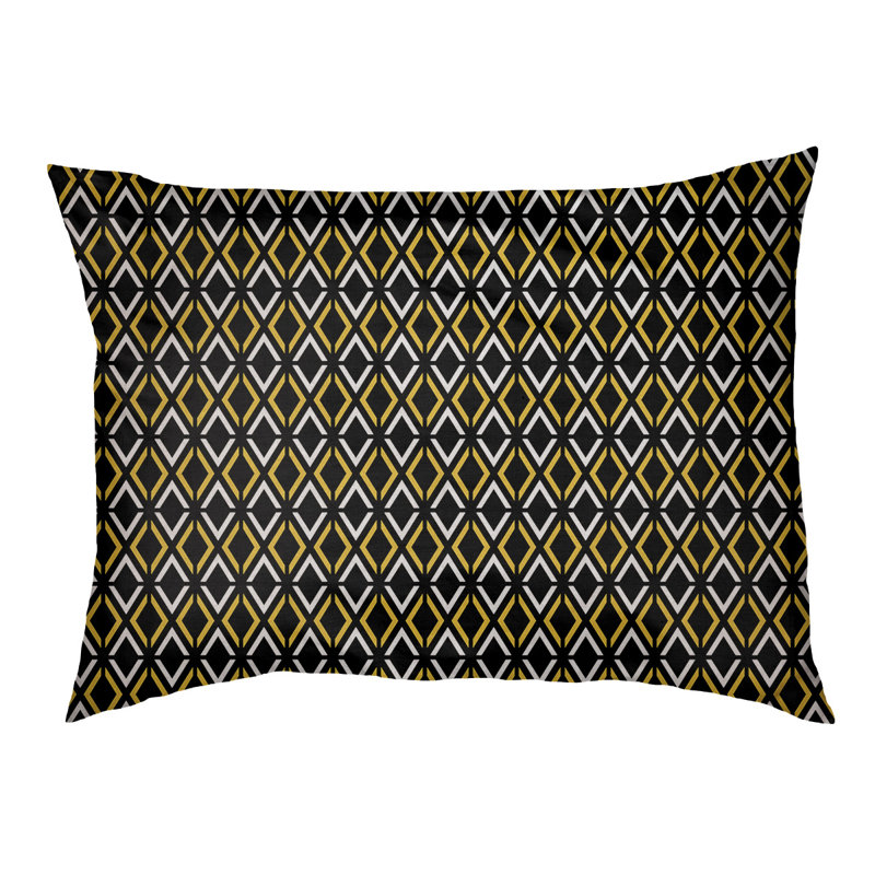 Coussin Byrge, Très grand (l 52 po x P 42 po x H 17 po), Noir / jaune / bleu sarcelle