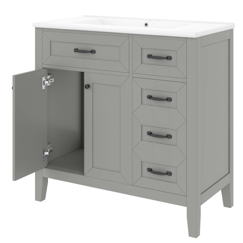 Meuble-lavabo 36 po avec lavabo, Gris