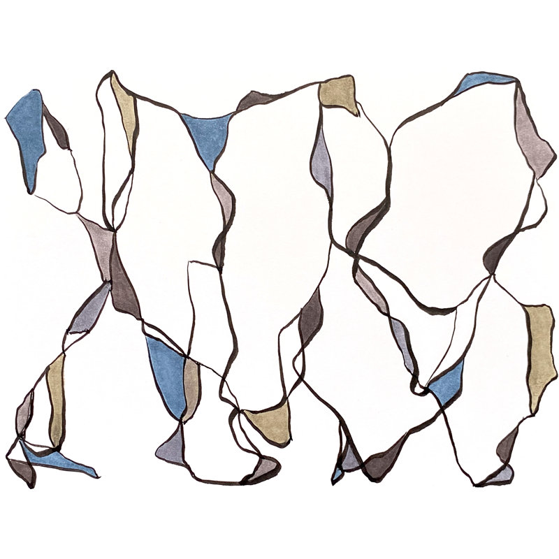 1.1 par Susan Arthur - Peinture, H 25,25 po x l 31,25 po, Papier avec cadre noir