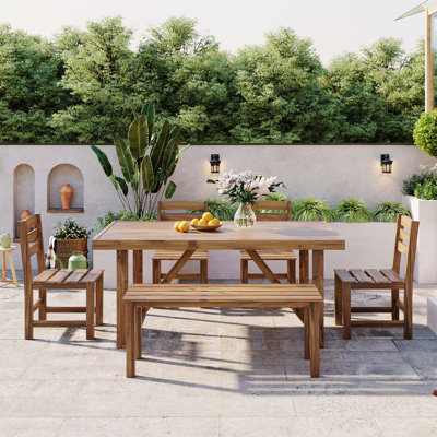 Ensemble de table et chaises d'extérieur en bois d'acacia de haute qualité