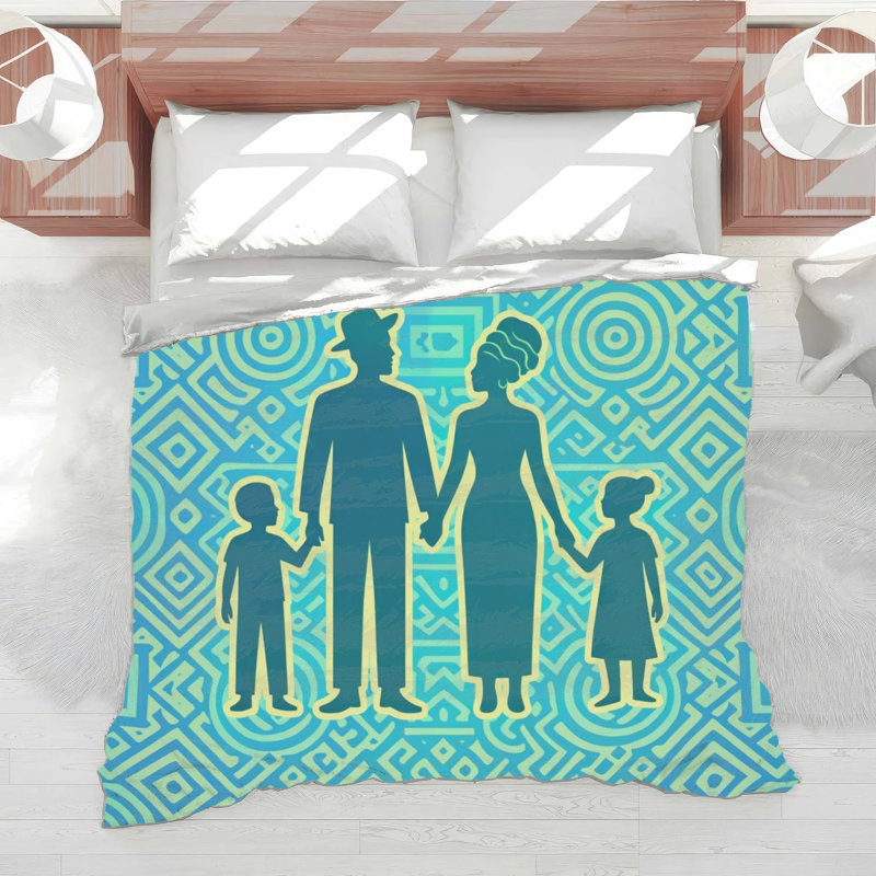 Belle silhouette familiale élégante, Grand lit, Dark Blue Light Green