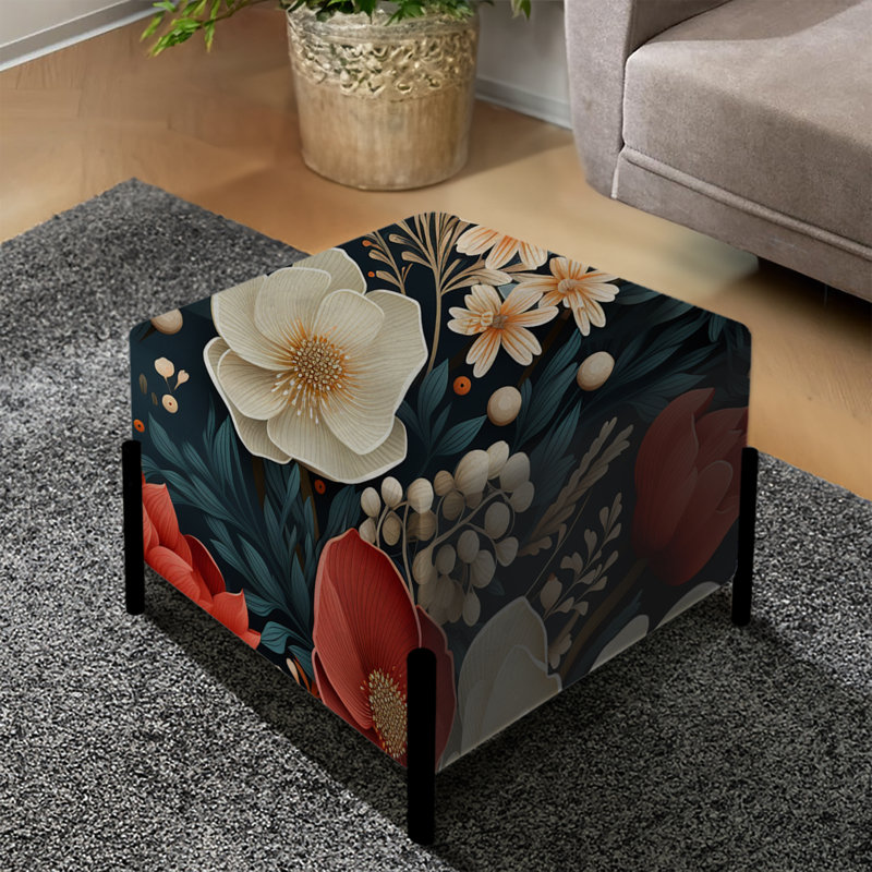 Rustic Enchanting White Floral Impression - Repose-pieds carré floral