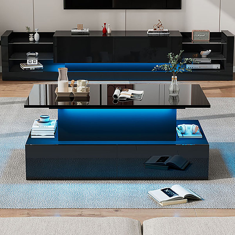 Lift Top Coffee Table with Storage, Black