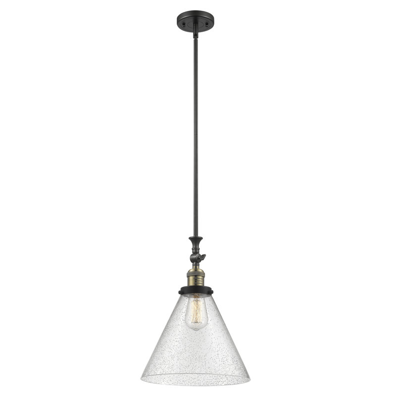 1 - Light Single Pendant, Black Antique Brass, Clear, No Bulb Included