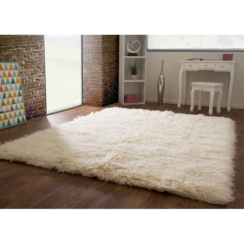 Jeffry Flokati Wool Ivory Rug, Rectangular 290 x 390cm