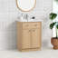 Colucci 24 po Meuble-lavabo autoportant à simple cuve en chêne rétro avec comptoir en céramique