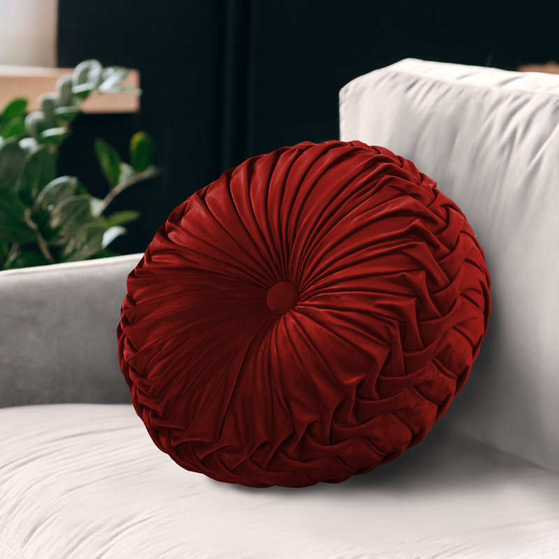 Irany Velvet Throw Round Pillow Cover & Insert, Brick