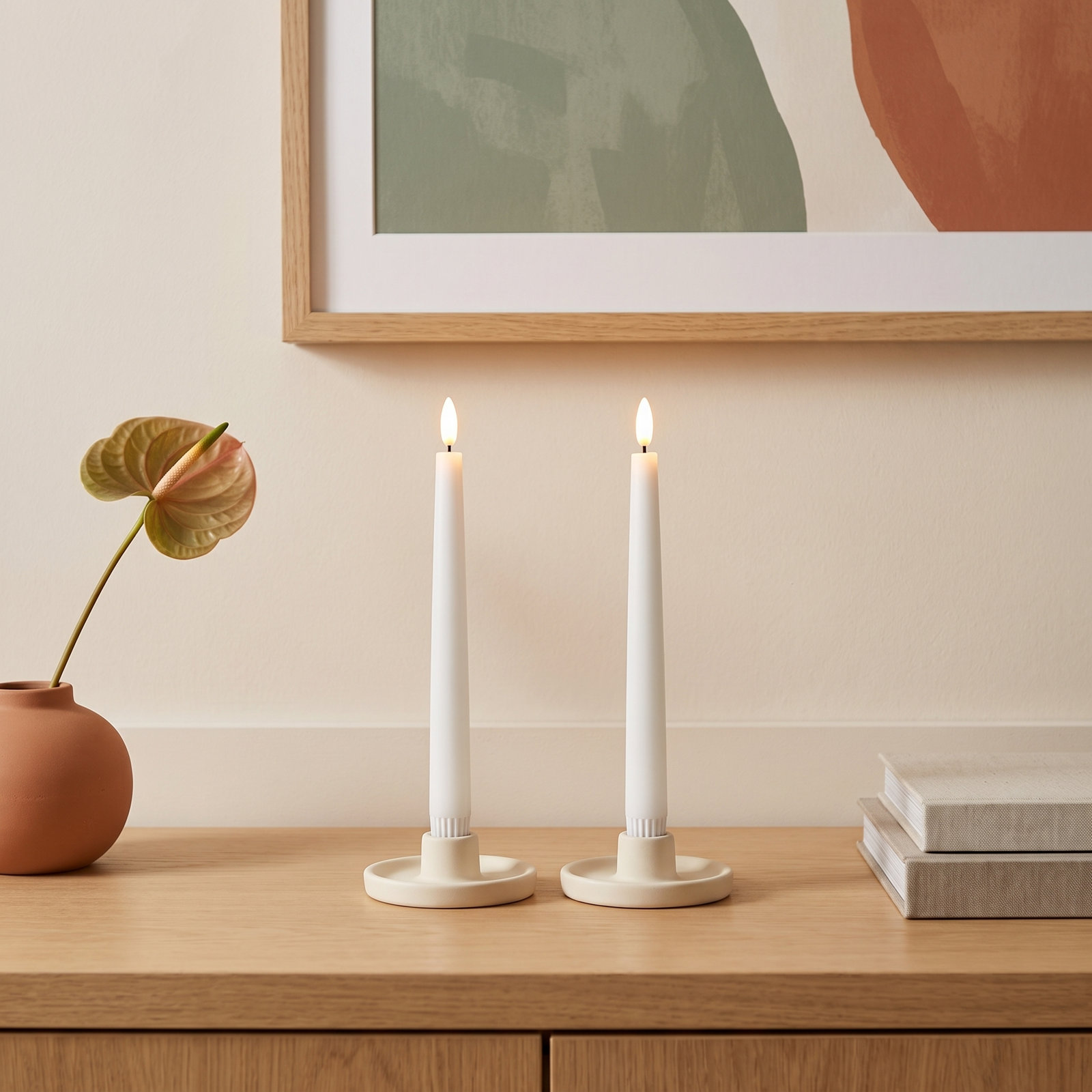 Flameless Taper Candle, White