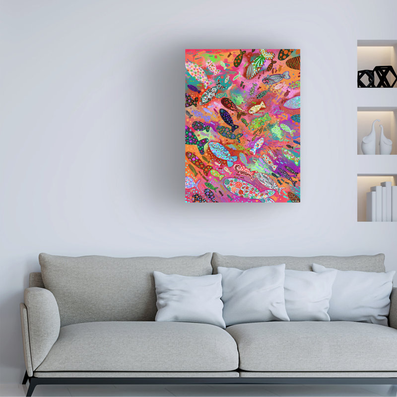 Art mural sur toile tendue - Noemi Ibarz «Fish», art mural pour salon, chambre à coucher ou bureau - 18 x 24