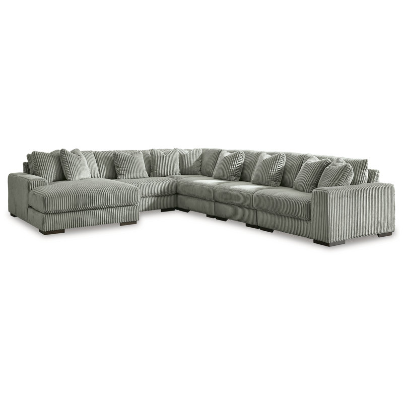 Lindyn 6-Piece Sectional With Chaise, Fog Polyester