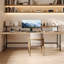 Bureau double moderne et simple en bois massif avec bibliothèque intégrée-230914146