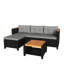 Ensemble modulaire de patio en osier 3 pièces avec méridienne, canapé 2 places et coussins gris