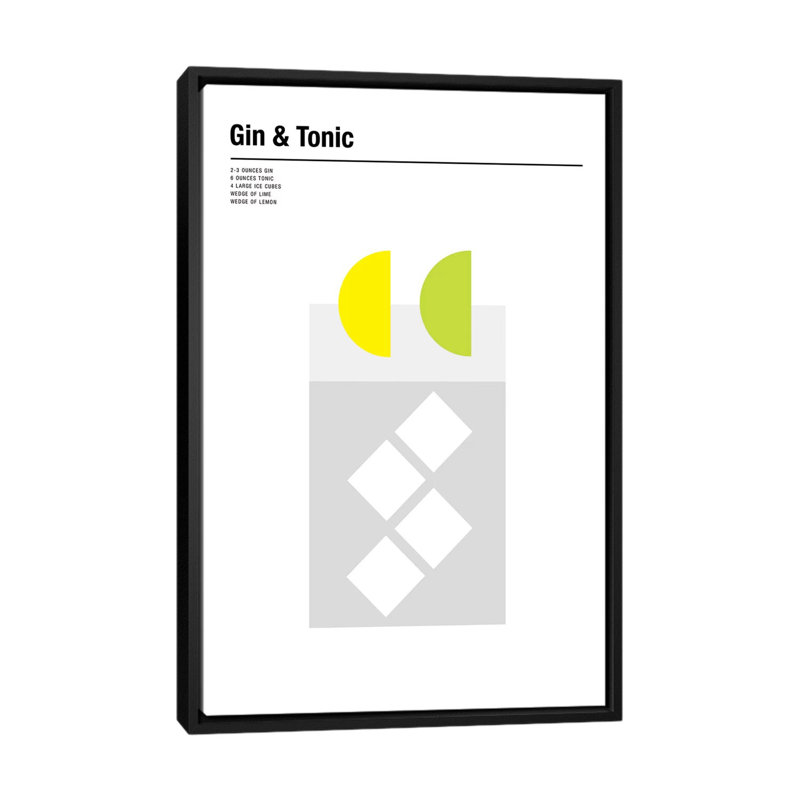 «Gin & Tonic», impression sur toile, H 26 po x l 18 po x P 1,5 po, Toile avec cadre noir, Pas de tapis