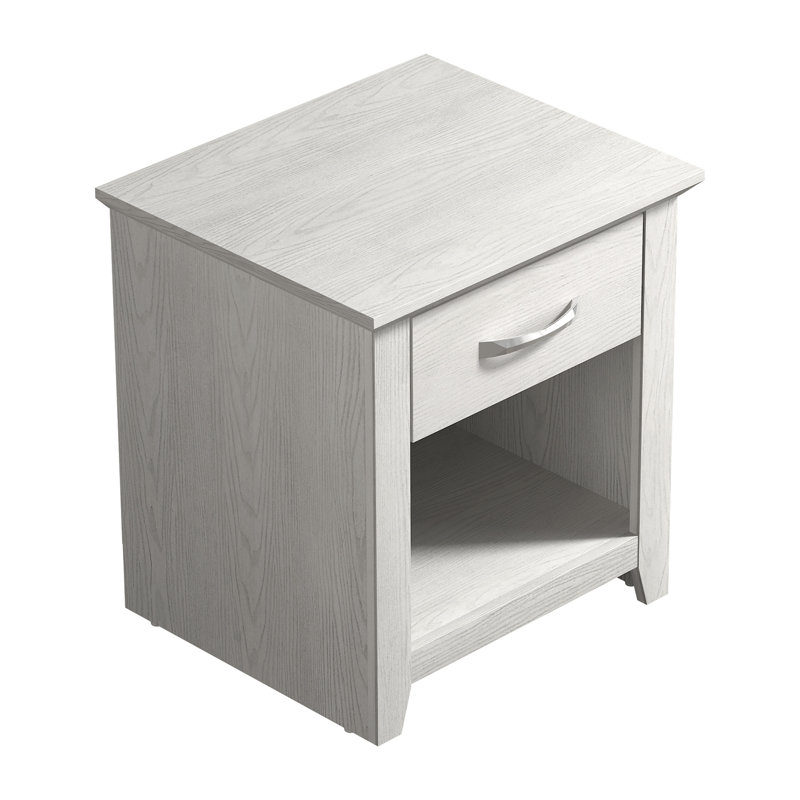 Astrid Transitional 20"H Nightstand With Open Shelf, Antique White Oak