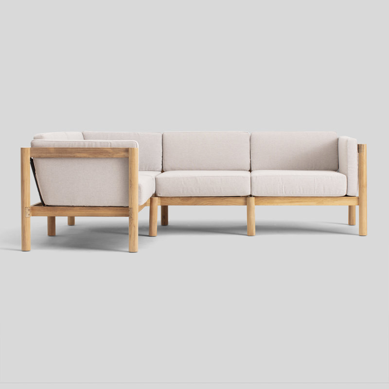 Haven 4-Piece Teak Outdoor Sectional - Graystone