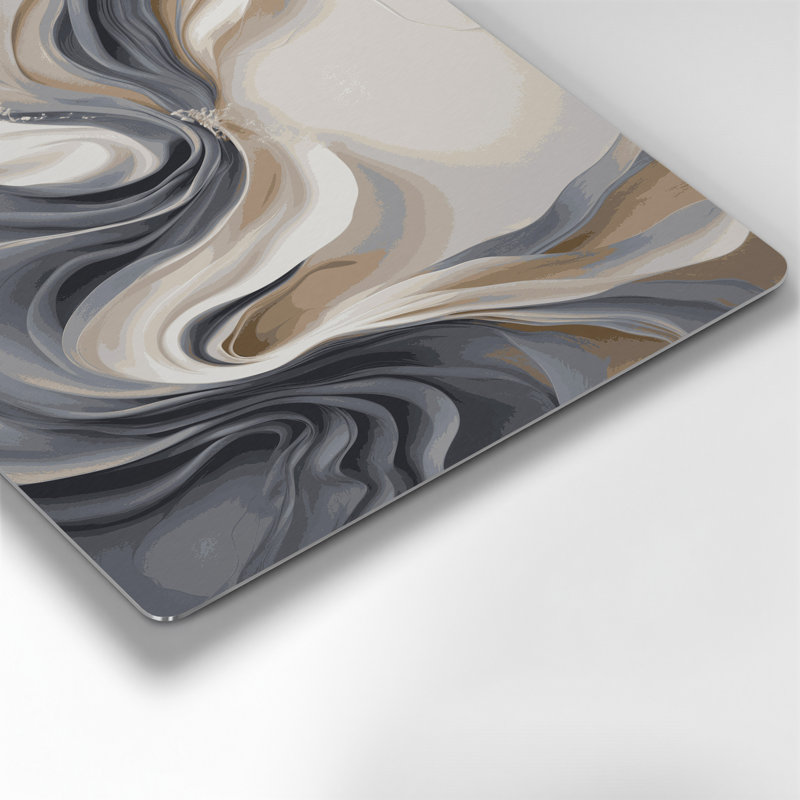Art mural abstrait en métal gris 86, H 11 po x l 14 po